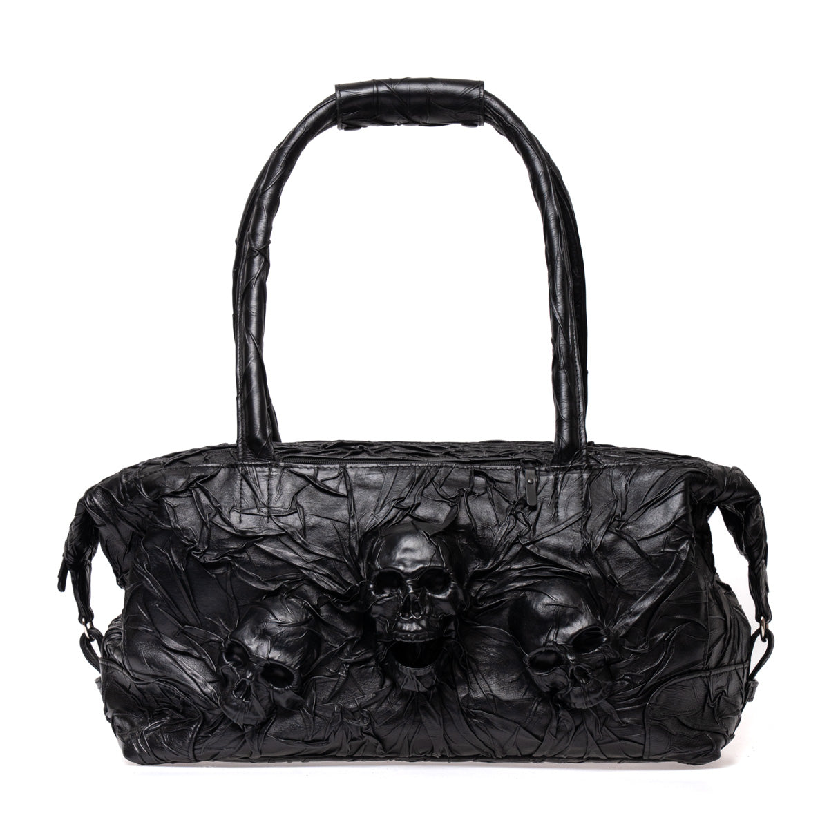 CRYPT Black Handmade Leather Skull Barrel Bag | Large Duffle | MORV