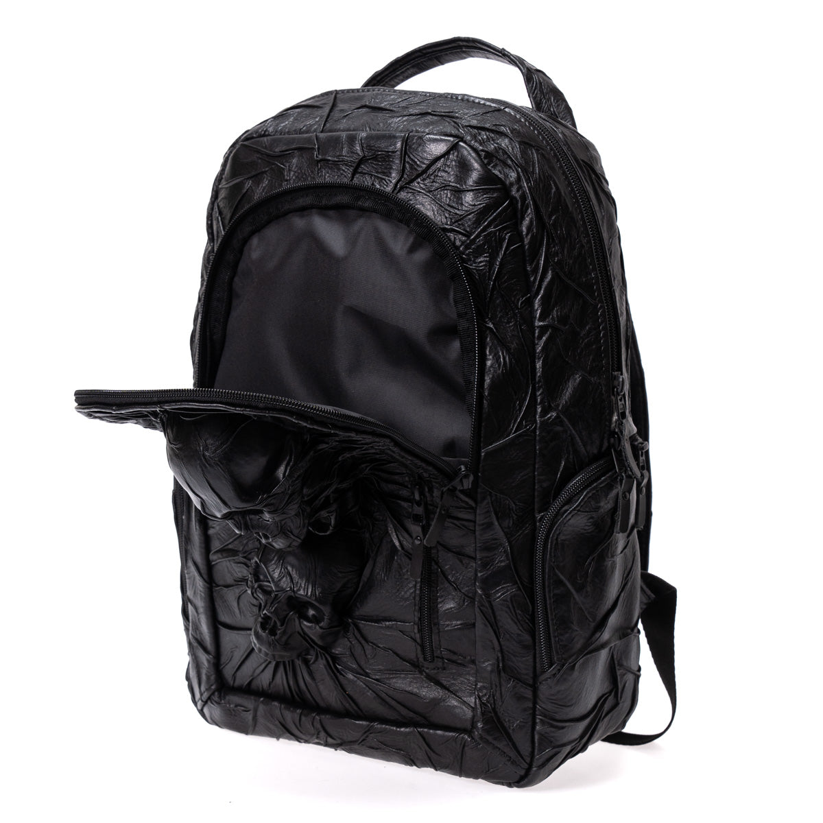 FLESH Black Handmade Leather Skull Backpack | Gothic Rucksack | MORV